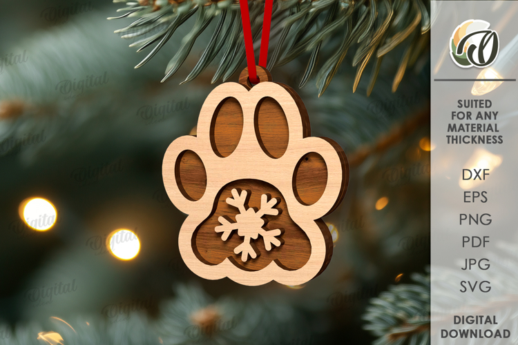 3D Christmas Pet Ornament Laser Cut. Christmas Decor SVG