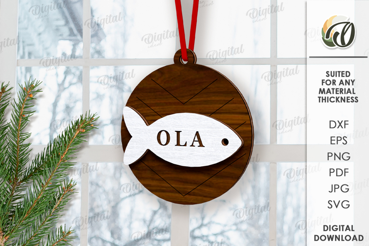 3D Christmas Pet Ornament Laser Cut. Christmas Decor SVG