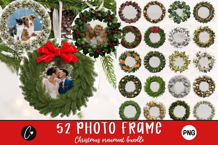 52 Christmas Photo Ornament PNG Bundle