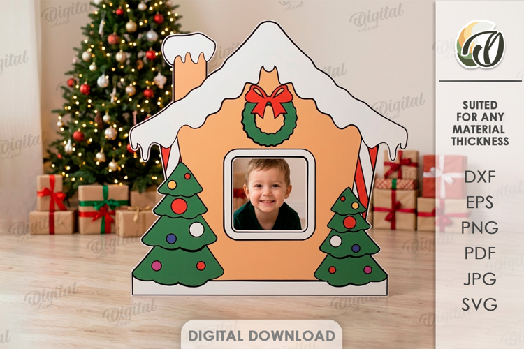 Christmas Photo Zone Laser Cut. Photo Booth Prop SVG