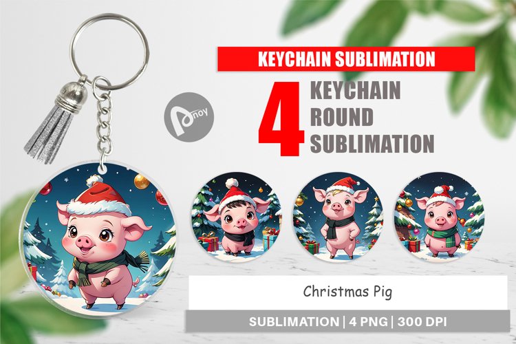 Keychain Cartoon Christmas Pig