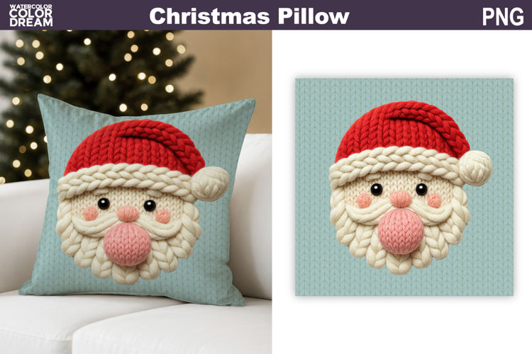Santa Claus Crochet Pillow | Knitted Sublimation