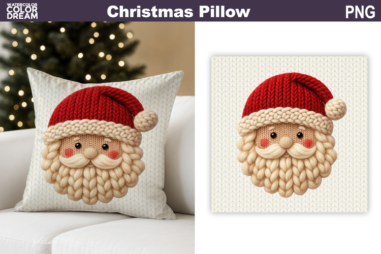 Santa Claus Crochet Pillow | Knitted Sublimation