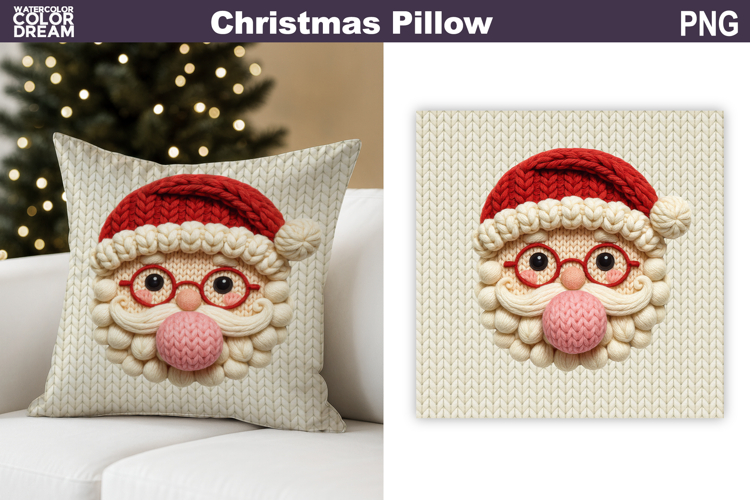 Santa Claus Crochet Pillow | Knitted Sublimation