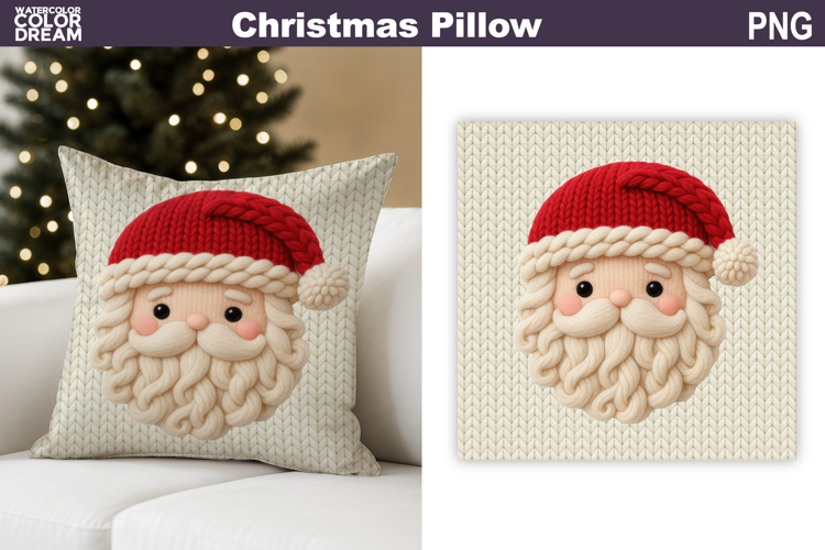 Santa Claus Crochet Pillow | Knitted Sublimation