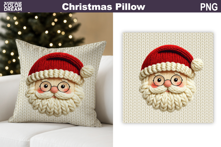 Santa Claus Crochet Pillow | Knitted Sublimation