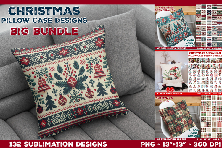 Big Bundle with Christmas Pillowcase Sublimation Designs PNG