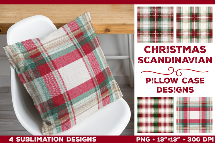 Christmas Gingham Plaid Pillowcase Sublimation Design
