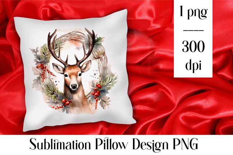 Cute Christmas deer Sublimation Pillow Design PNG