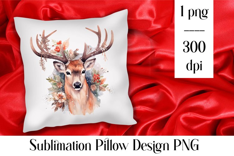Cute Christmas deer Sublimation Pillow Design PNG