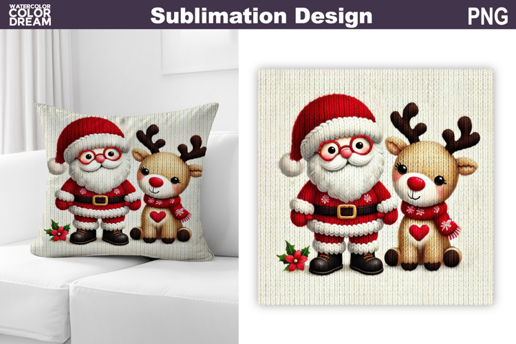 Santa Claus Deer Sublimation | Christmas Pillow