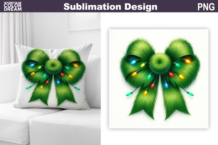 Green Bow Sublimation | Christmas Pillow