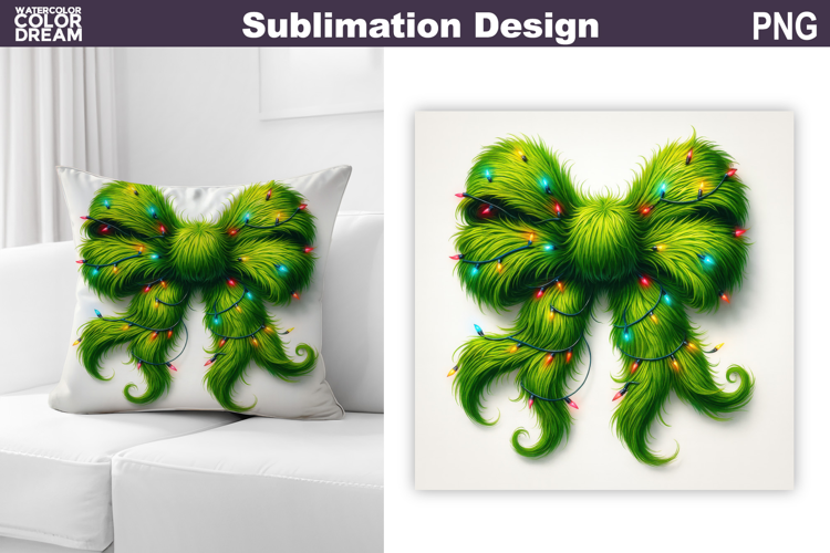 Green Bow Sublimation | Christmas Pillow