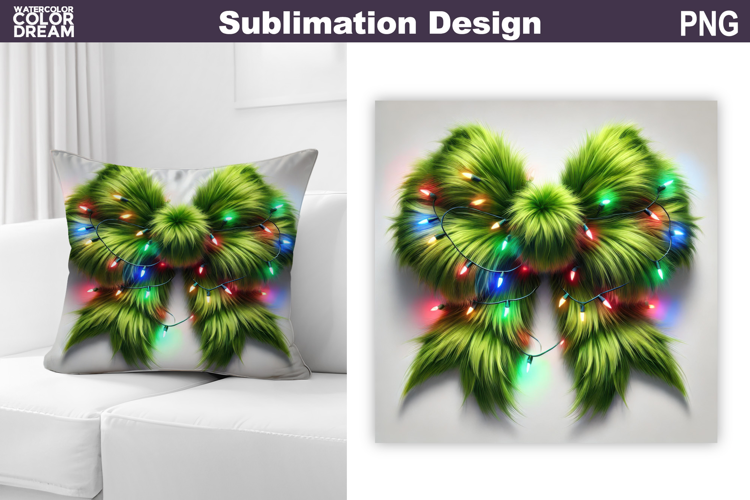 Green Bow Sublimation | Christmas Pillow