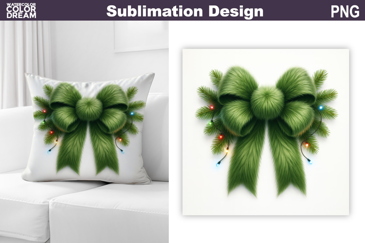 Green Bow Sublimation | Christmas Pillow