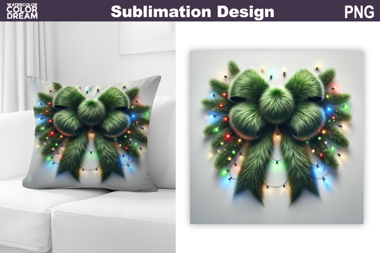 Green Bow Sublimation | Christmas Pillow