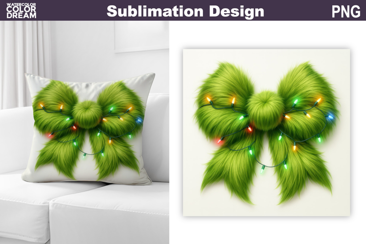 Green Bow Sublimation | Christmas Pillow