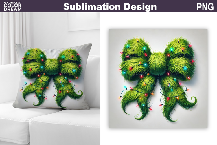Green Bow Sublimation | Christmas Pillow