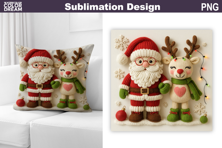 Santa Claus Deer Sublimation | Christmas Pillow