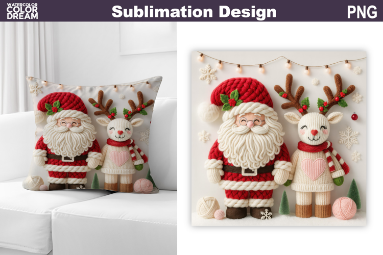 Santa Claus Deer Sublimation | Christmas Pillow