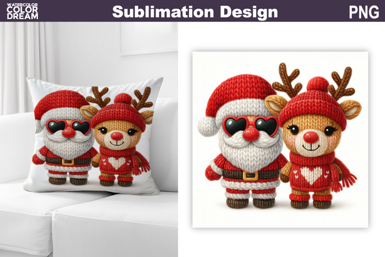 Santa Claus Deer Sublimation | Christmas Pillow