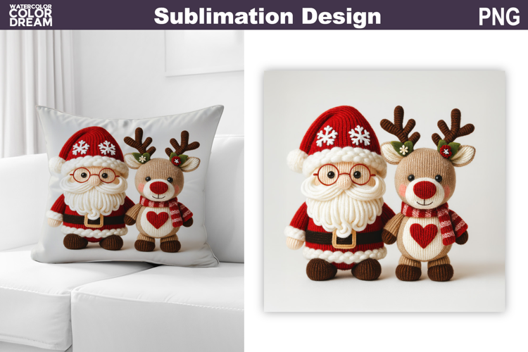 Santa Claus Deer Sublimation | Christmas Pillow