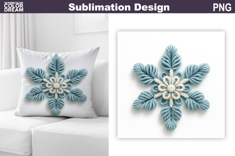 Snowflake Sublimation | Snowflake Knitted Winter Pillow