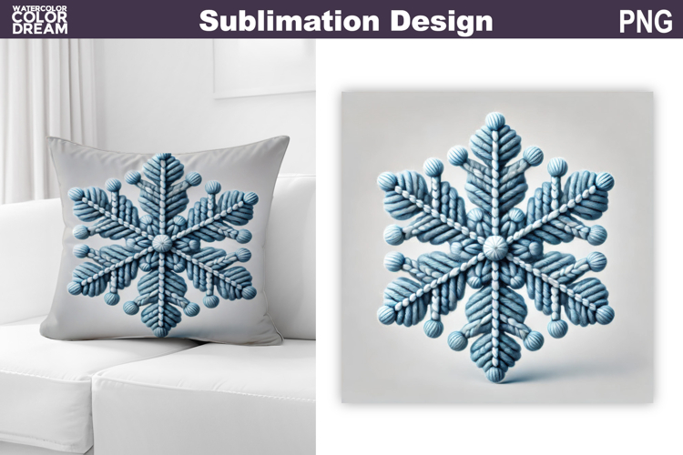 Snowflake Sublimation | Snowflake Knitted Winter Pillow