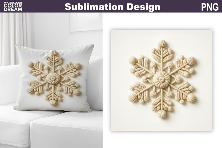 Snowflake Sublimation | Snowflake Knitted Winter Pillow