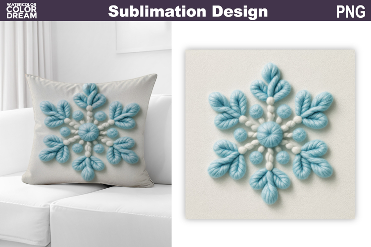 Snowflake Sublimation | Snowflake Knitted Winter Pillow