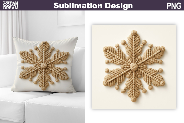 Snowflake Sublimation | Snowflake Knitted Winter Pillow