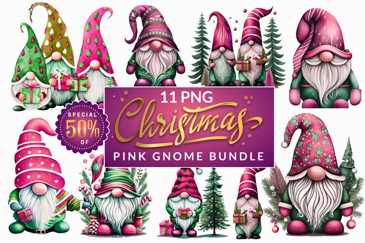 Christmas Pink Gnome Sublimatin Bundle|Christmas Sublimation