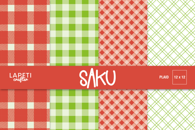 Christmas Plaid Digital Papers, Red Green Tartan Backgrounds