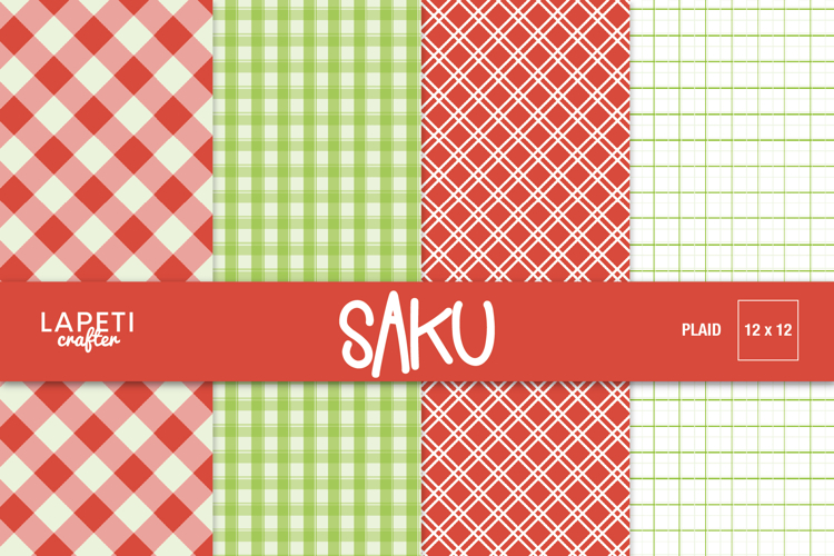 Christmas Plaid Digital Paper | Red Green Scrapbooking Paper