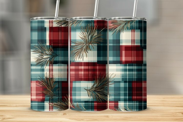 Christmas Plaid Tumbler Sublimation Wrap PNG