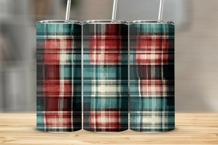 Christmas Plaid Tumbler Sublimation Wrap PNG