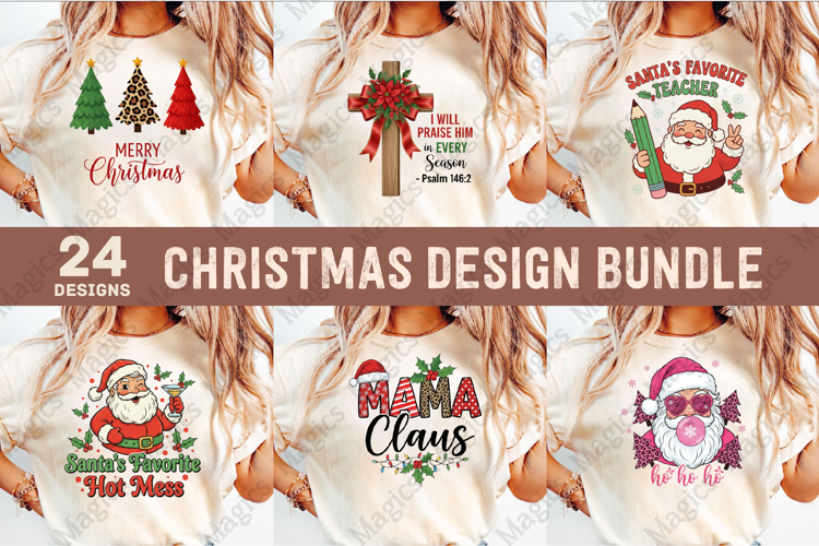 Christmas PNG Sublimation Design Bundle, Retro Christmas PNG