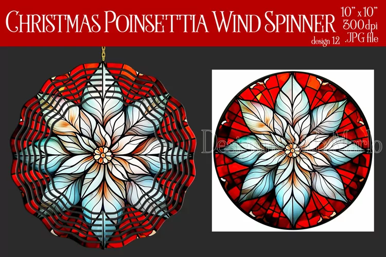 Christmas Wind Spinner, Christmas Poinsettia Wind Spinner 12