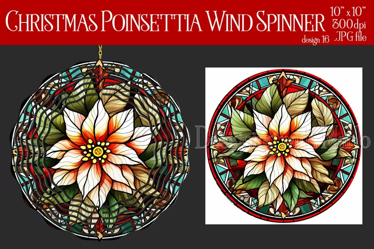 Christmas Wind Spinner, Christmas Poinsettia Wind Spinner 16