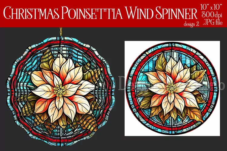 Christmas Wind Spinner, Christmas Poinsettia Wind Spinner 2
