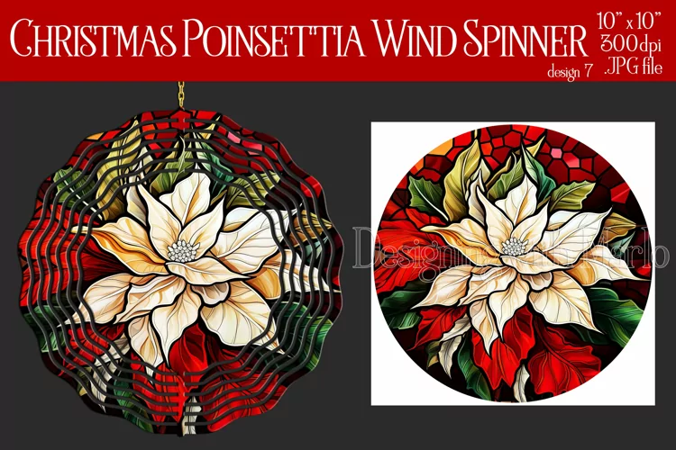 Christmas Wind Spinner, Christmas Poinsettia Wind Spinner 7