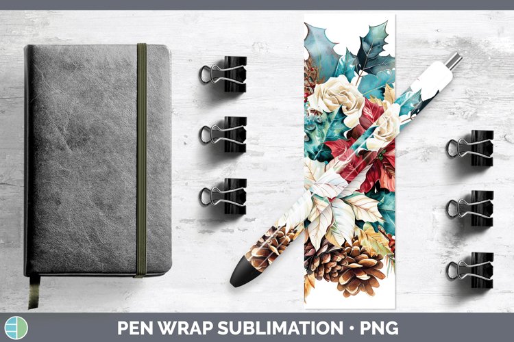 Christmas Poinsettia Pen Wrap Sublimation Epoxy Pen Designs