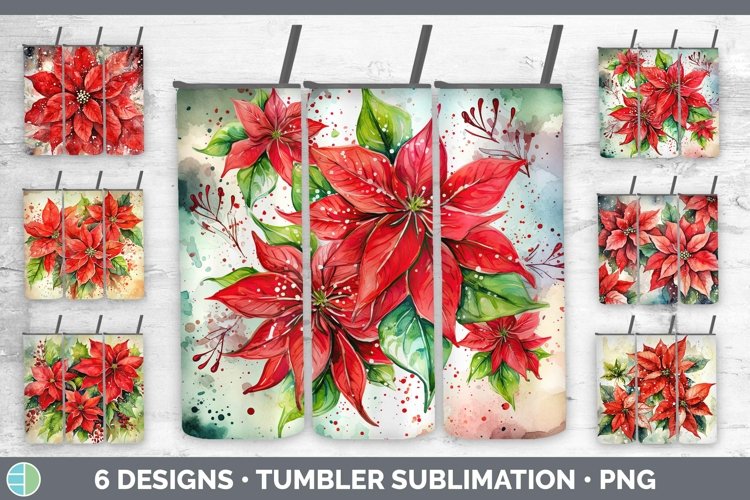 Bundle of six Watercolor Christmas Tumbler designs.