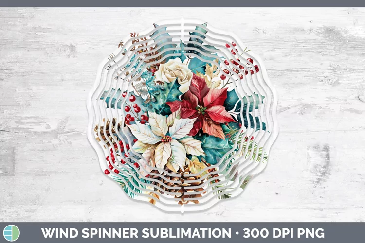 Christmas Poinsettia Wind Spinner Sublimation Spinner Design