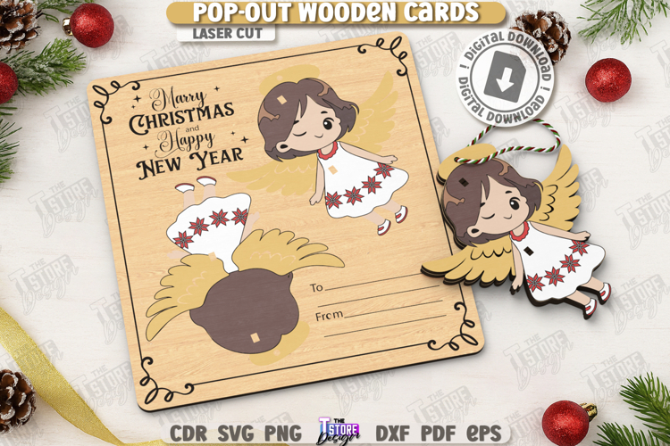 Christmas Pop-Out Card Laser Cut|Xmas Ornament|Holidays SVG
