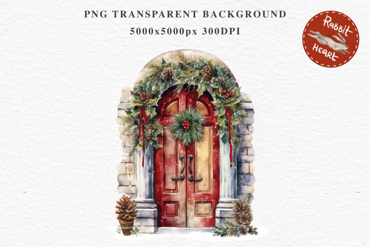 Christmas Porch Front Door Entry Decor Clipart PNG Scrapbook