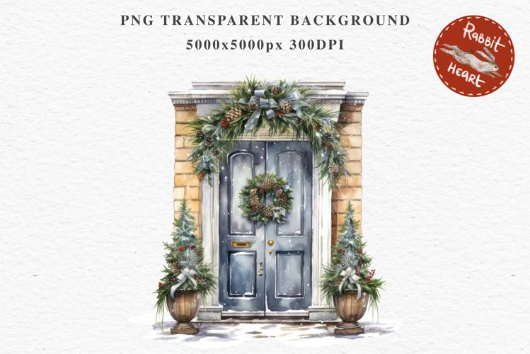 Christmas Porch Front Door Entry Decor Clipart PNG Scrapbook