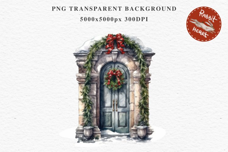 Christmas Porch Front Door Entry Decor Clipart PNG Scrapbook
