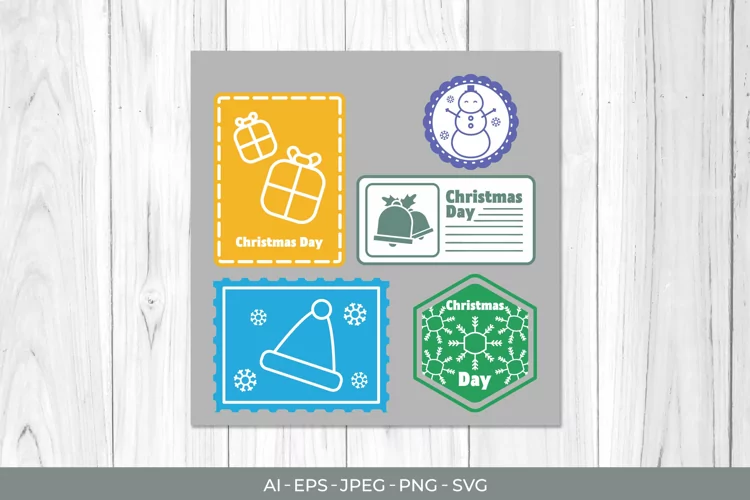 Christmas Post Stamps for Sticker