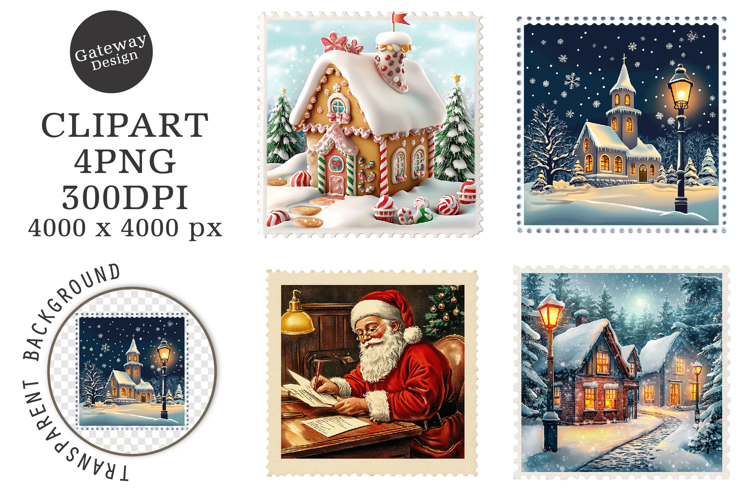 Christmas Postage Stamp clipart